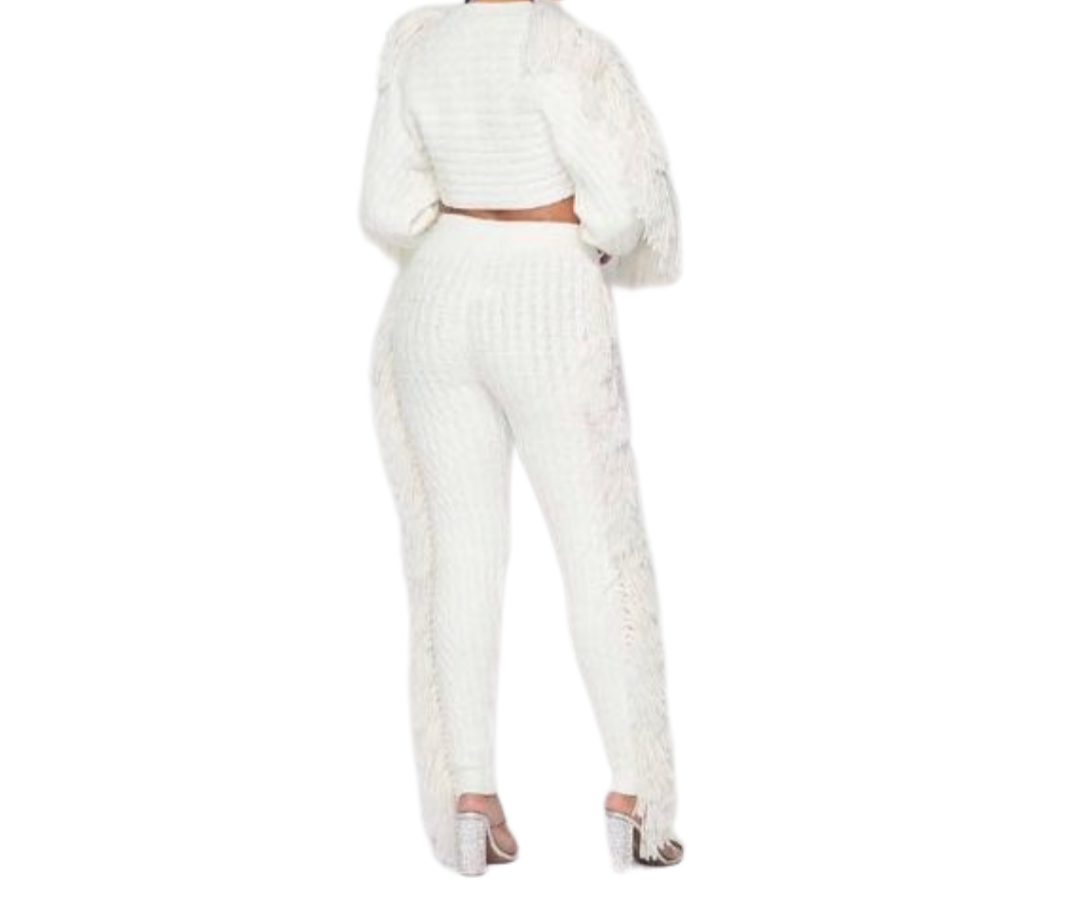 2 pc Fringe High Waist Jogger Set