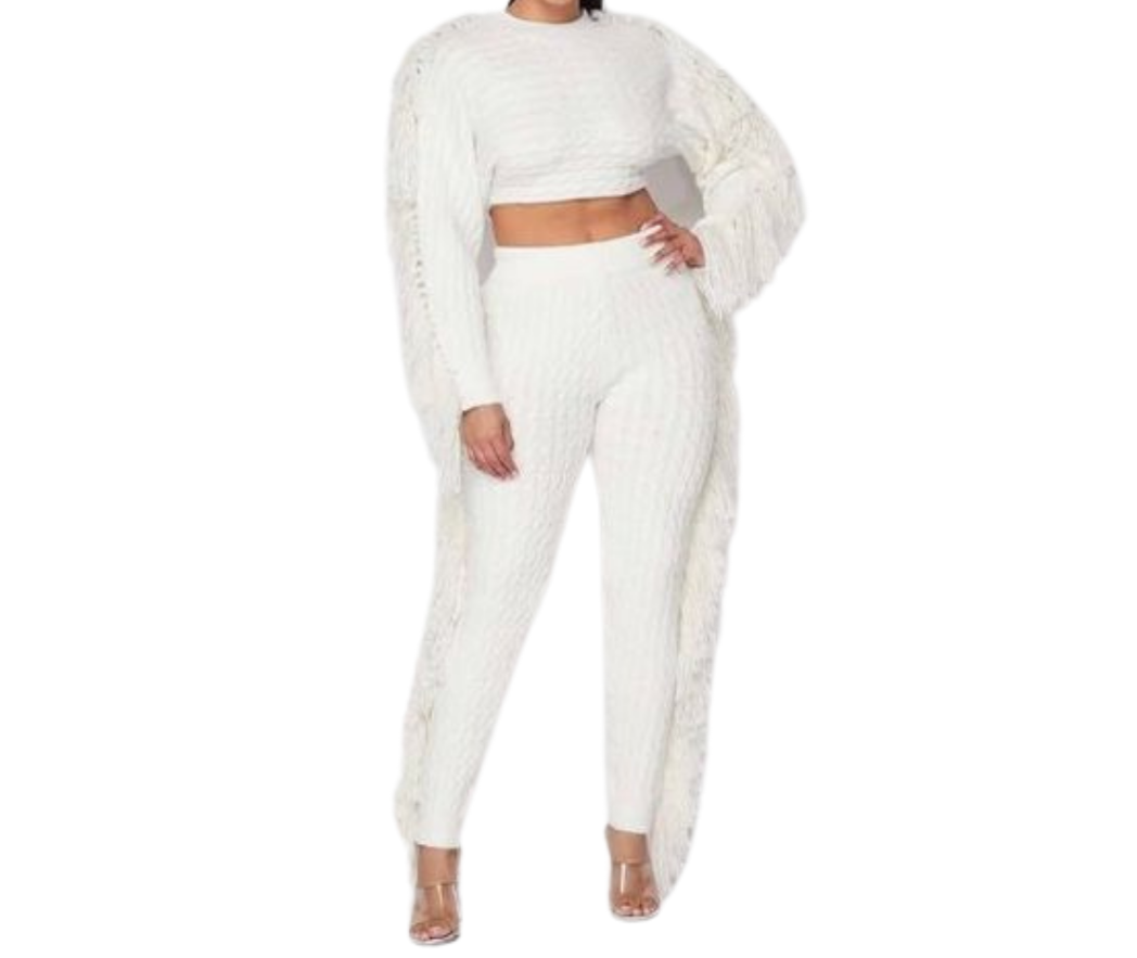 2 pc Fringe High Waist Jogger Set