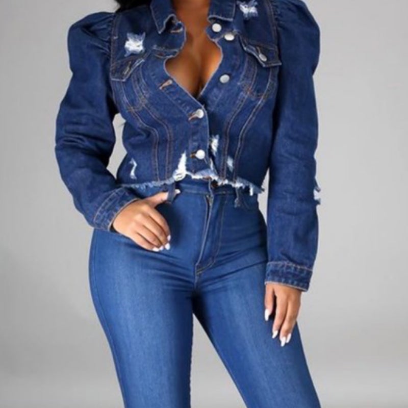 Puff Sleeve Jean Jacket