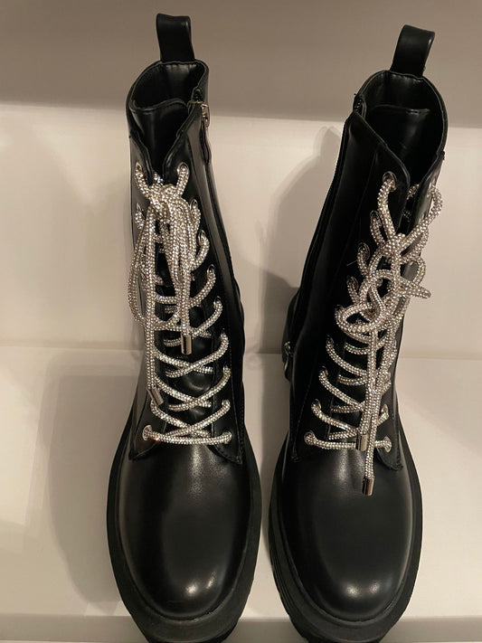 Bling Shoe String Combat Boots