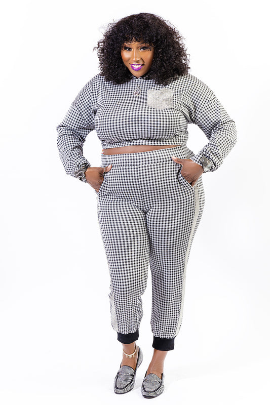 Checker Board Side Bling Jogger Set