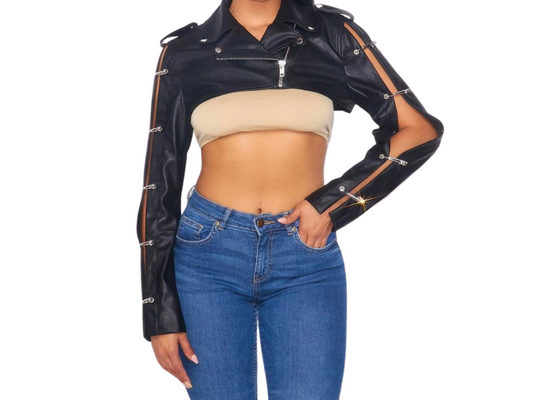 Bling Pinned Detailed Crop Jacket