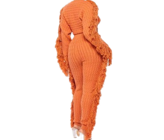 2 pc Fringe High Waist Jogger Set